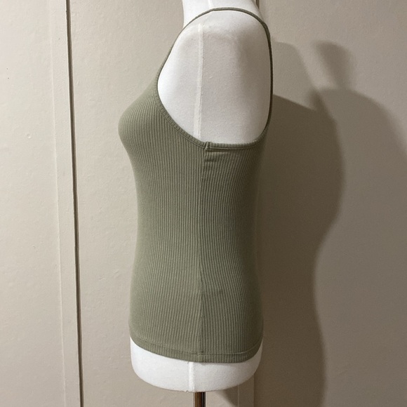 Sage Green Ribbed Halter Top, Size Small - Picture 3 of 6